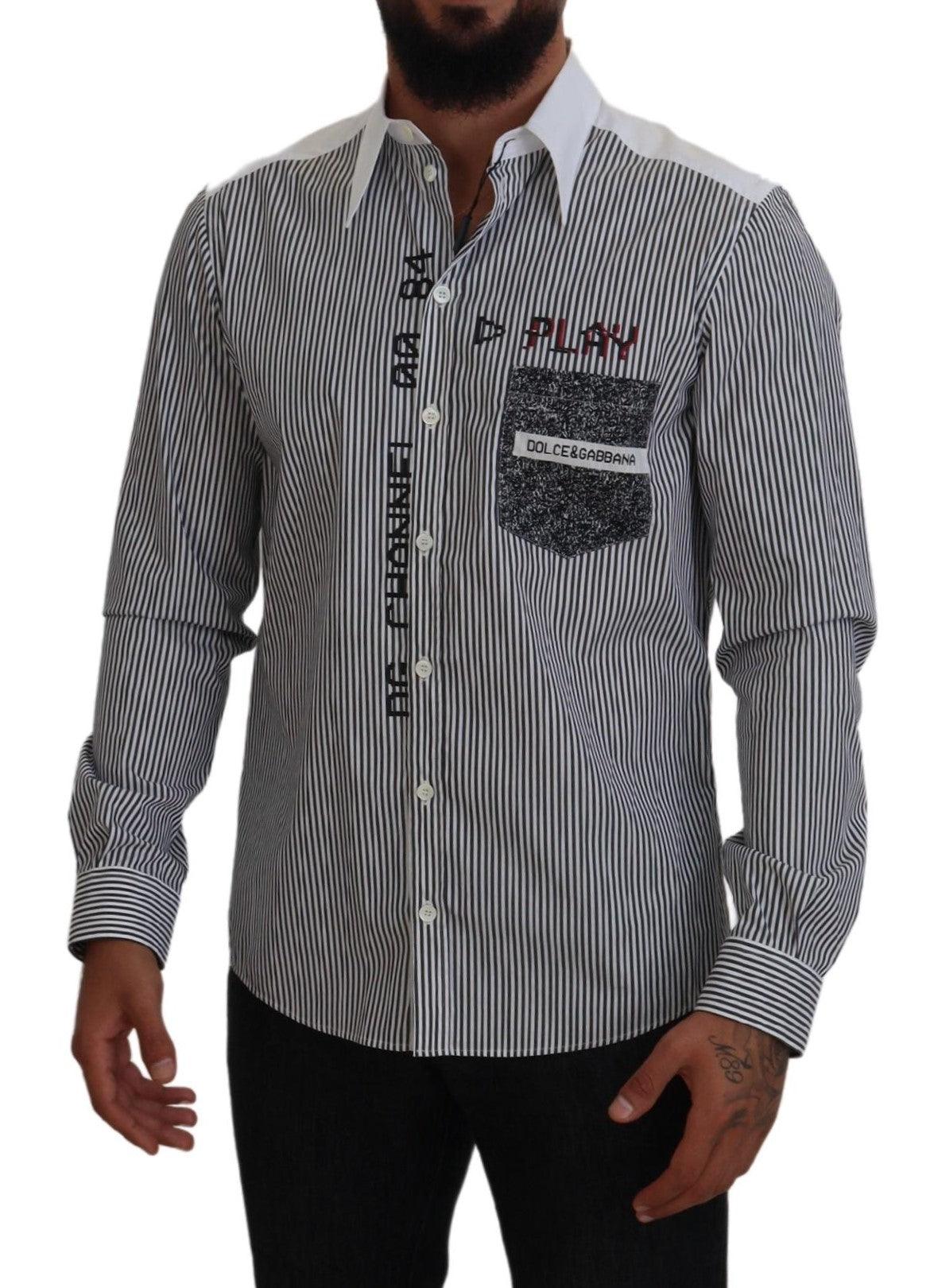 Dolce & Gabbana Classic Black and White Striped Button-Down Shirt - Arichezz.store