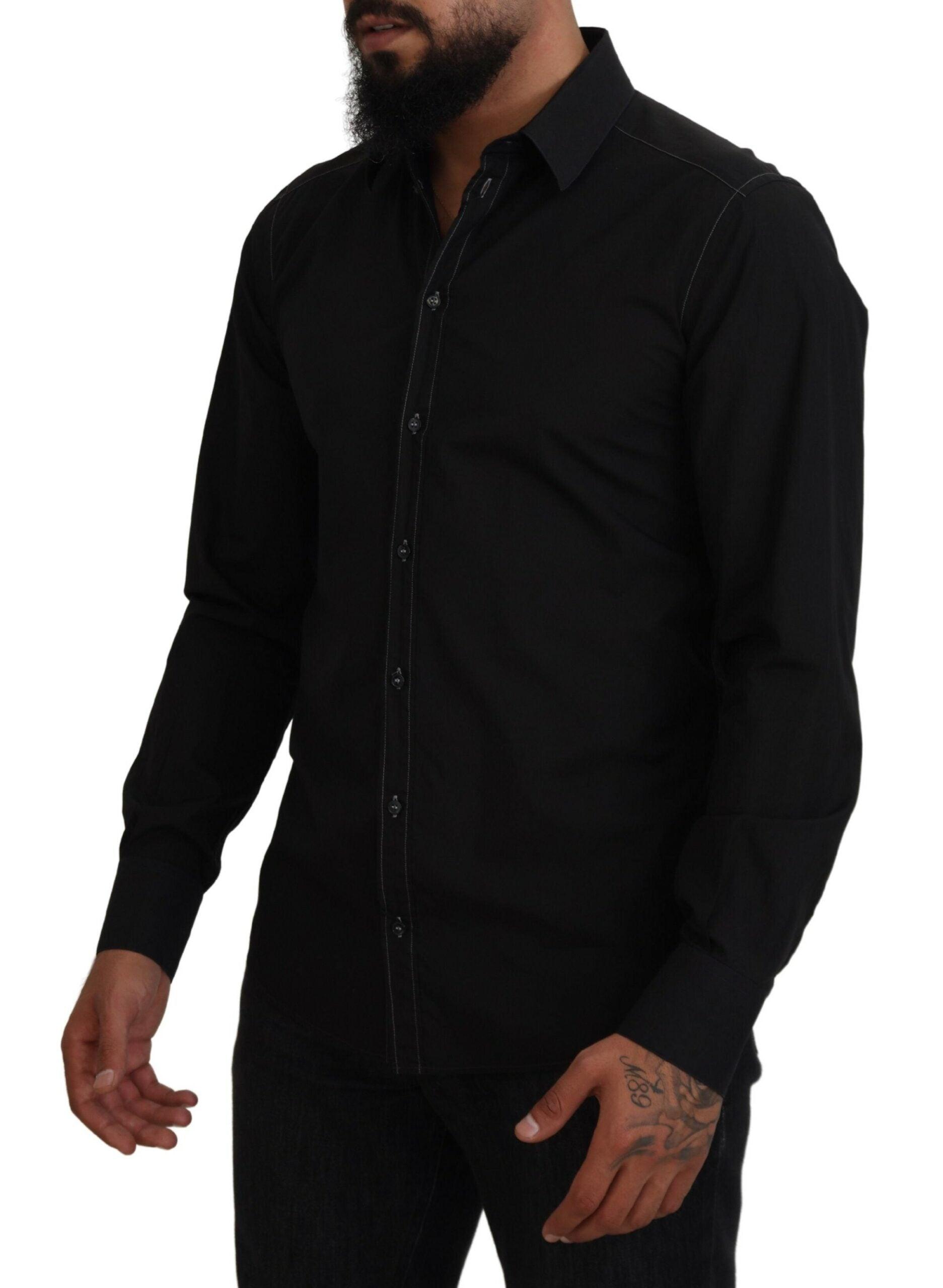 Dolce & Gabbana Elegant Black Formal Cotton Shirt - Arichezz.store