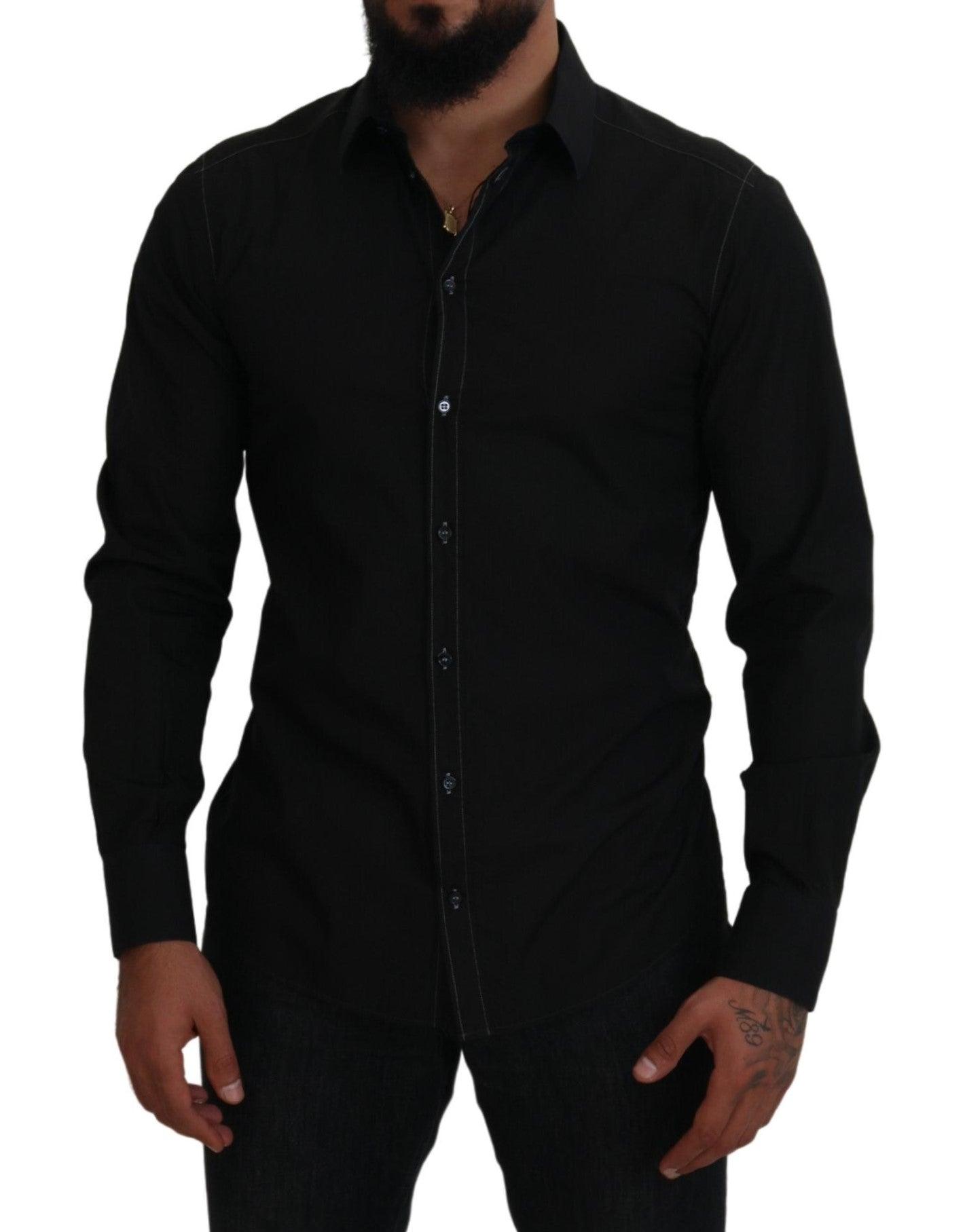 Dolce & Gabbana Elegant Black Formal Cotton Shirt - Arichezz.store