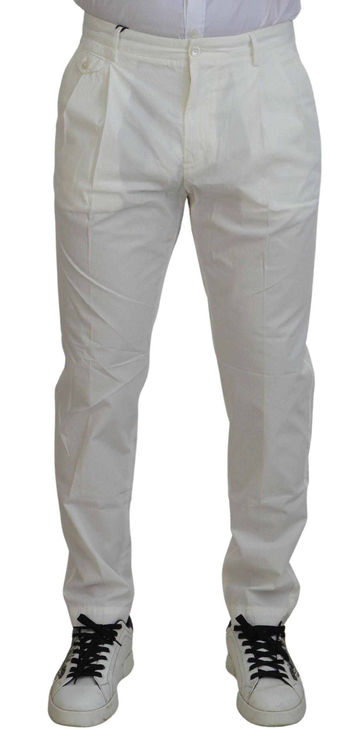 Dolce & Gabbana Elegant White Cotton Chino Pants - Arichezz.store