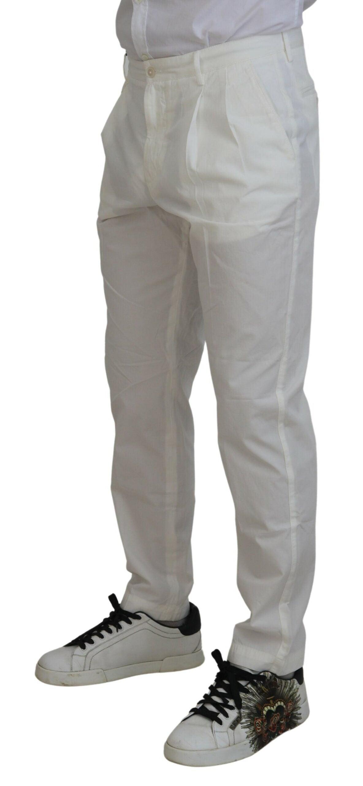 Dolce & Gabbana Elegant White Cotton Chino Pants - Arichezz.store