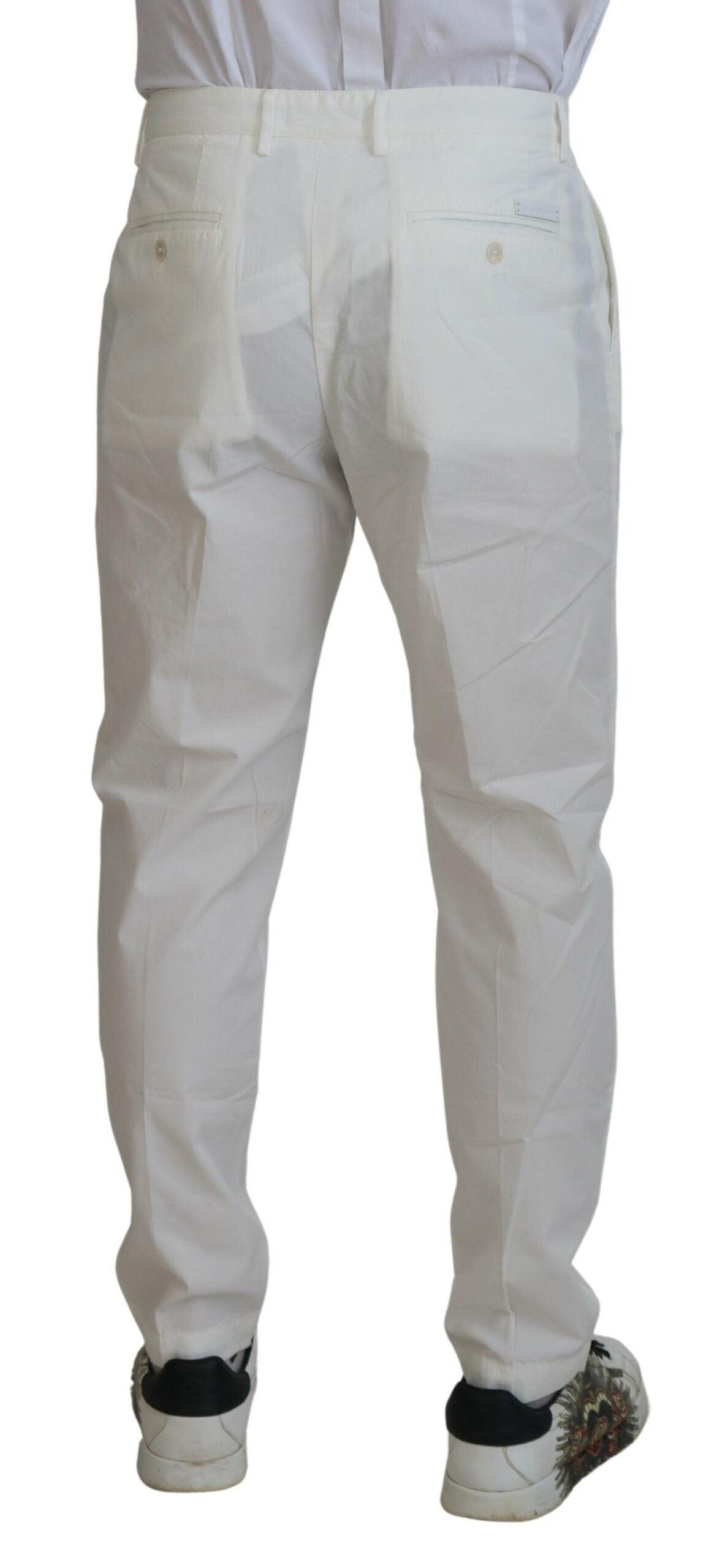 Dolce & Gabbana Elegant White Cotton Chino Pants - Arichezz.store