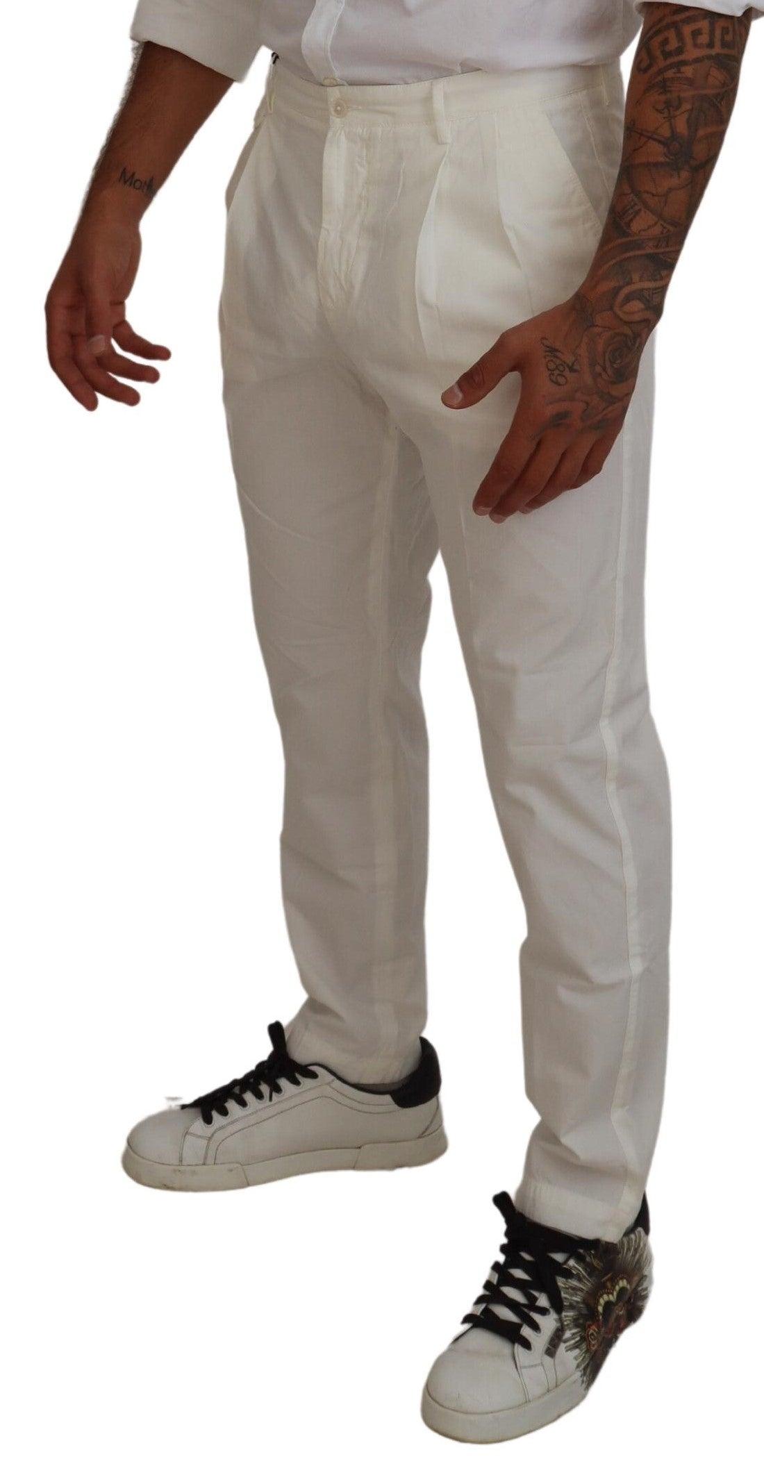 Dolce & Gabbana Elegant White Cotton Chino Pants - Arichezz.store