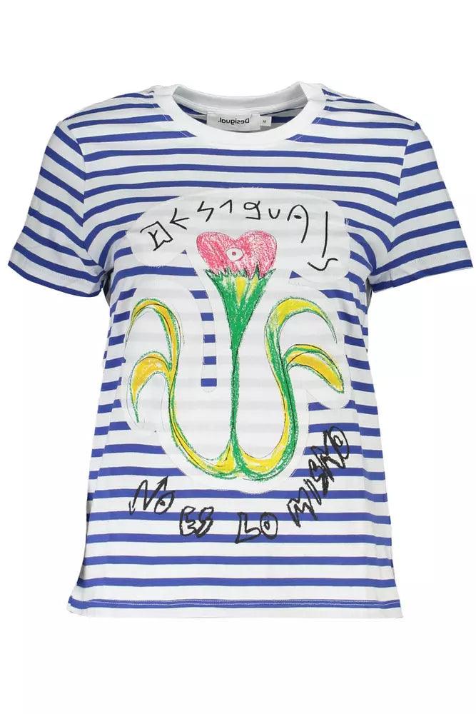 Desigual Blue Cotton Women T-Shirt - Arichezz.store