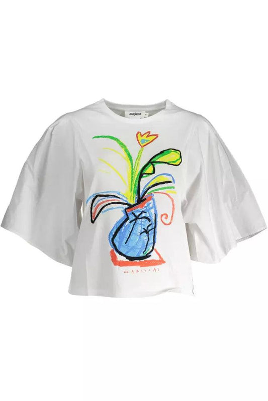 Desigual White Cotton Women T-Shirt - Arichezz.store