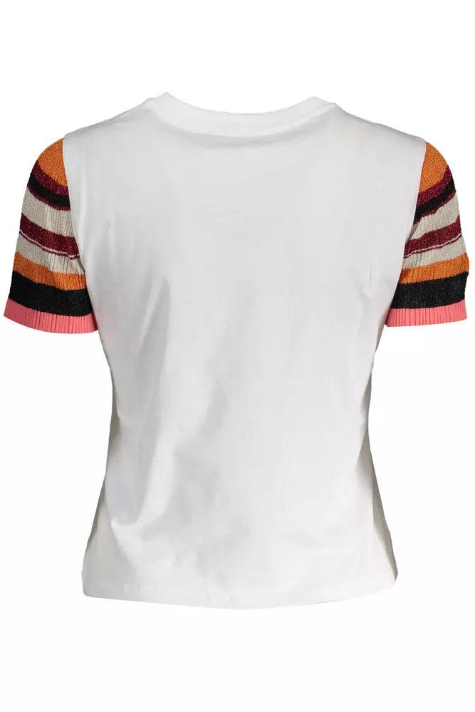 Desigual White Cotton Women T-Shirt - Arichezz.store