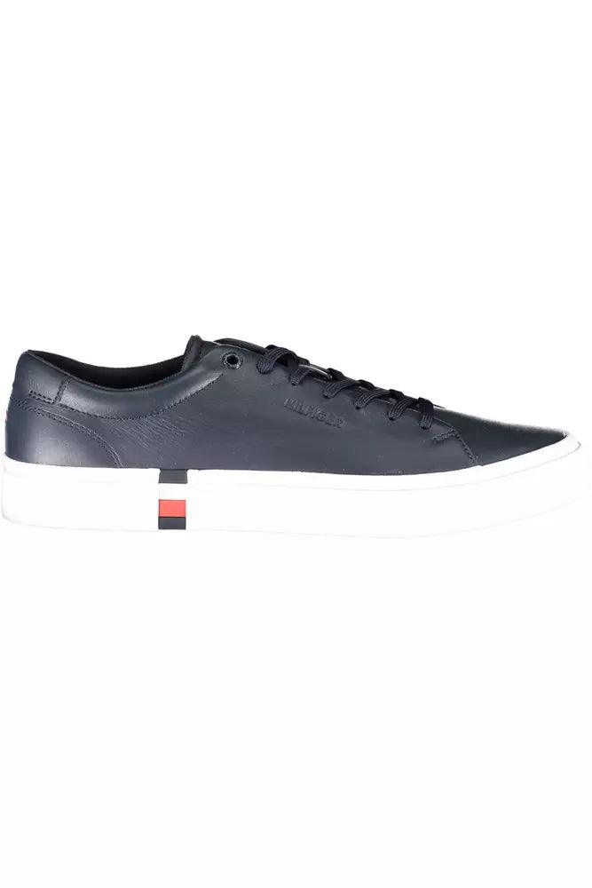 Tommy Hilfiger Blue Leather Men Sneaker - Arichezz.store