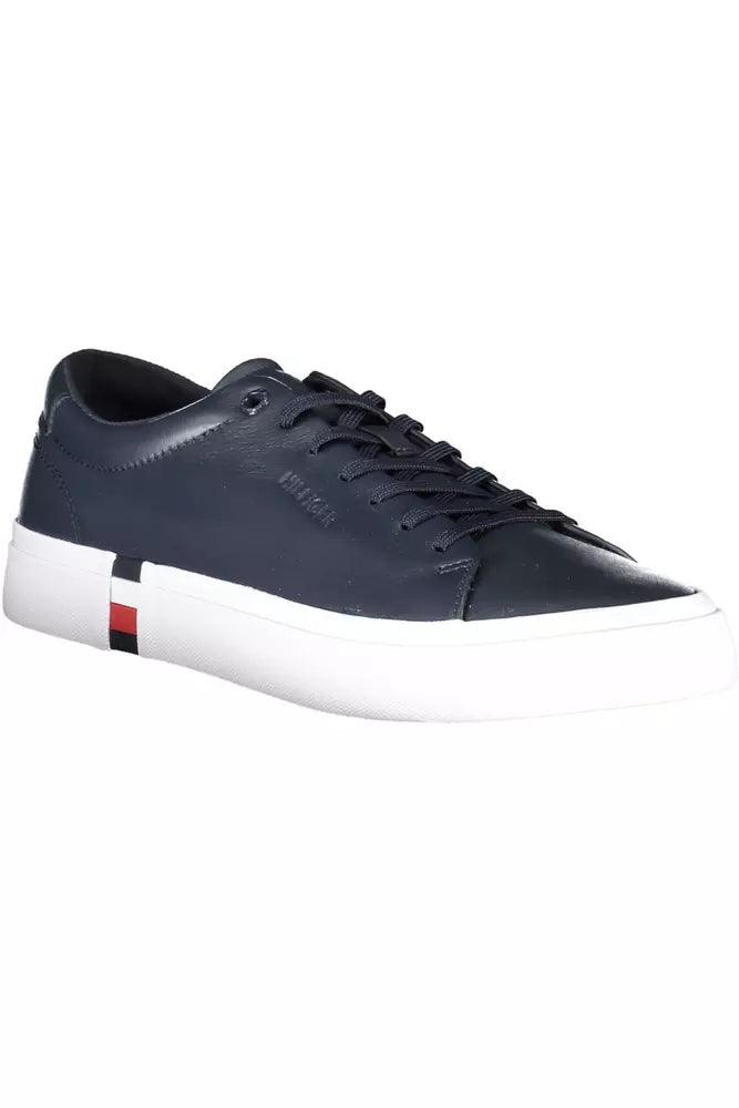 Tommy Hilfiger Blue Leather Men Sneaker - Arichezz.store