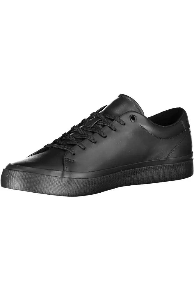 Tommy Hilfiger Black Leather Men Sneaker - Arichezz.store