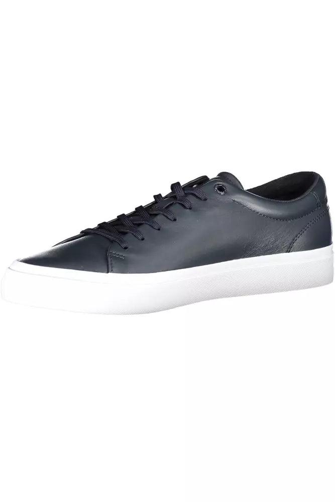 Tommy Hilfiger Blue Leather Men Sneaker - Arichezz.store