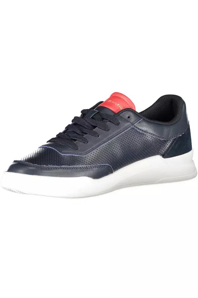 Tommy Hilfiger Blue Leather Men Sneaker - Arichezz.store