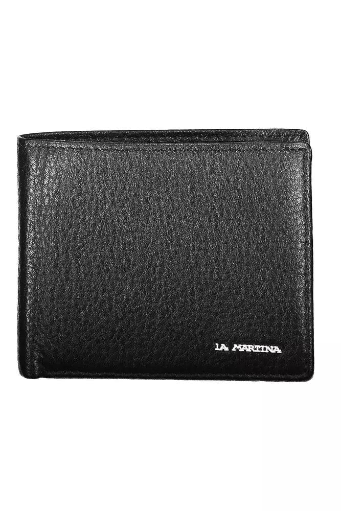 La Martina Black Leather Wallet for Men - Arichezz.store