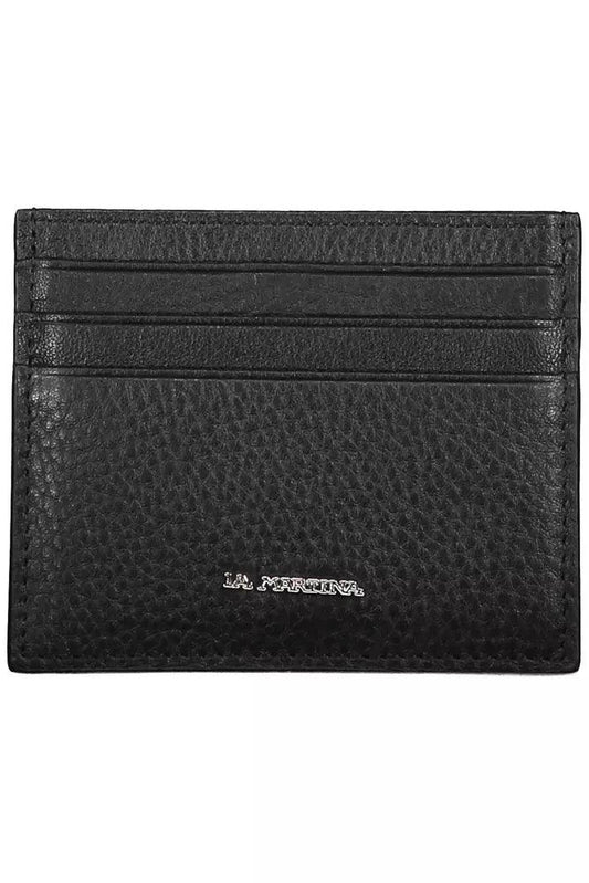 La Martina Black Leather Men Wallet - Arichezz.store