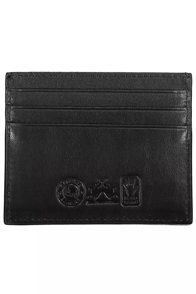 La Martina Black Leather Men Wallet - Arichezz.store