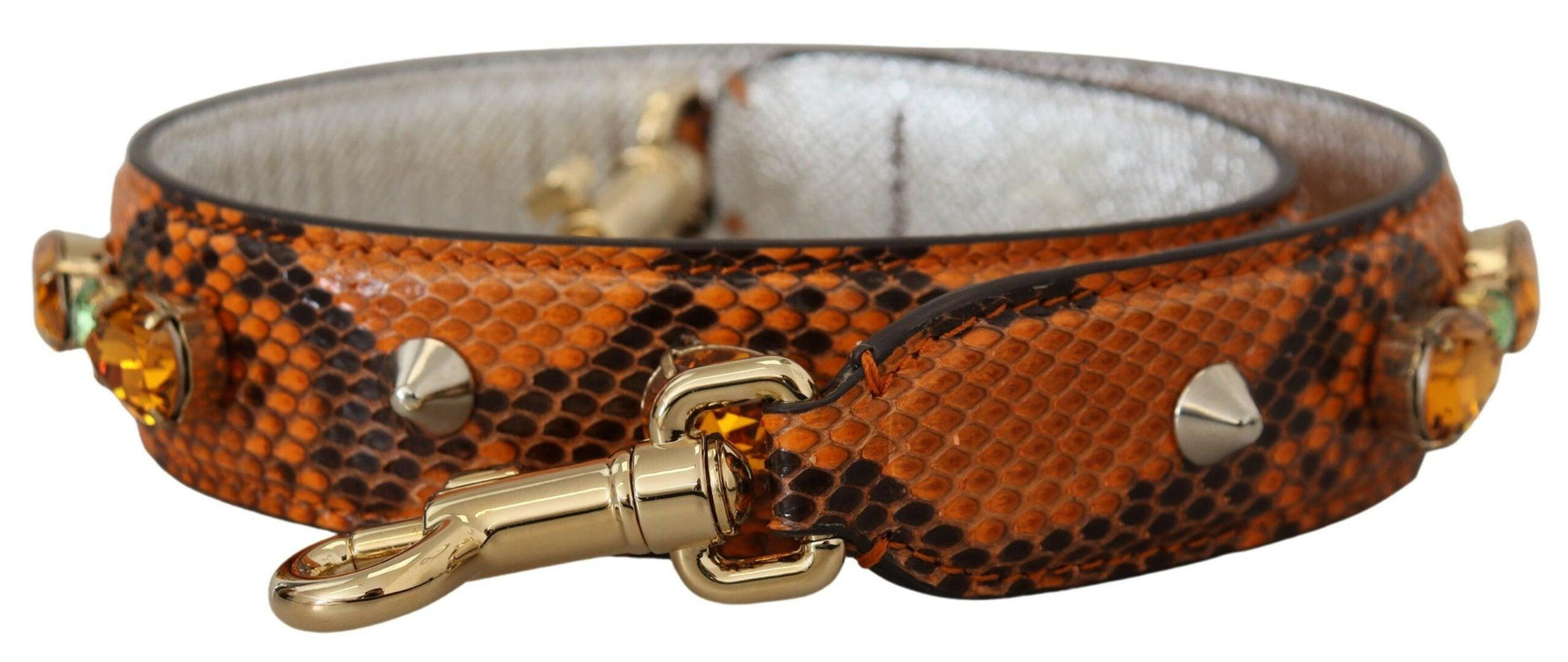 Dolce & Gabbana Chic Orange Leather Bag Strap with Gold-Tone Clasps - Arichezz.store