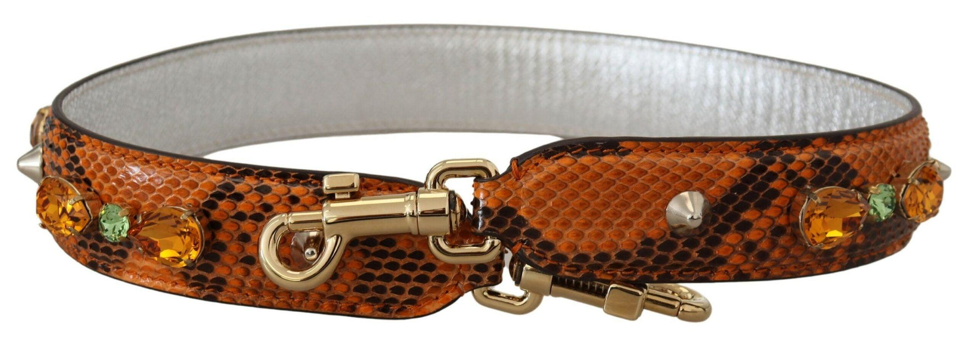 Dolce & Gabbana Chic Orange Leather Bag Strap with Gold-Tone Clasps - Arichezz.store