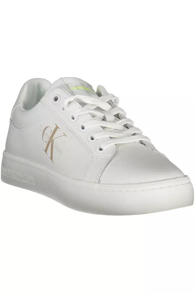 Calvin Klein Women's White Leather Sneakers - Arichezz.store