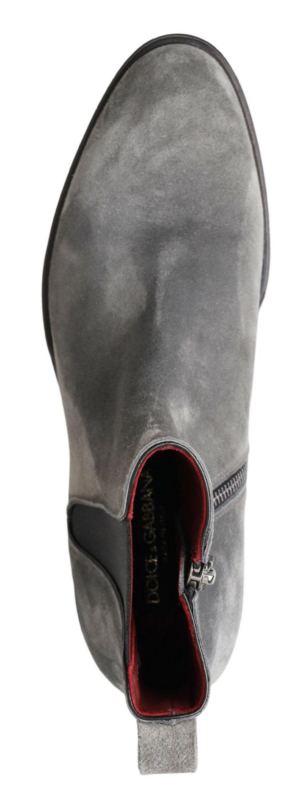 Dolce & Gabbana Elegant Gray Chelsea Leather Boots - Arichezz.store