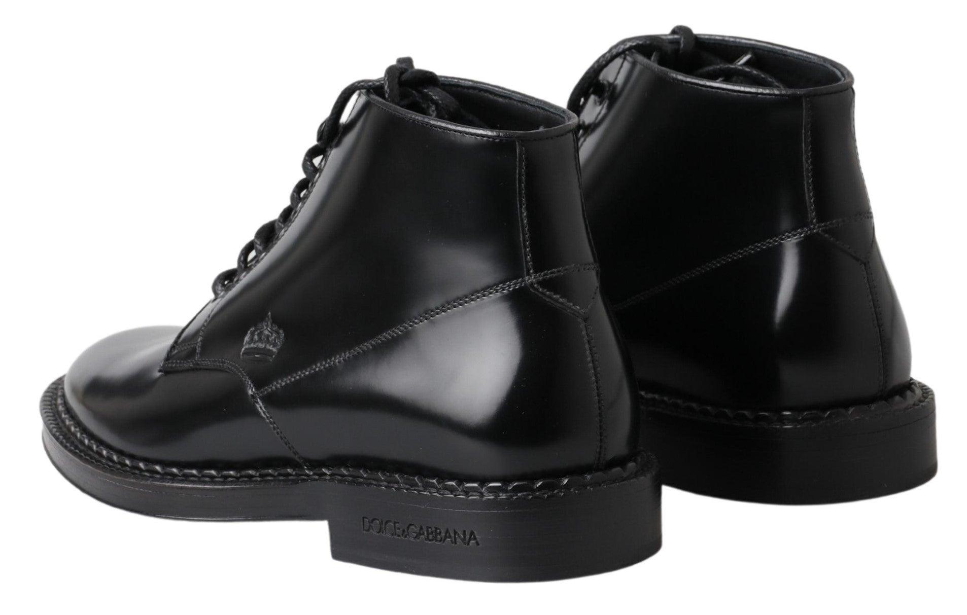 Dolce & Gabbana Elegant Black Leather Men's Boots - Arichezz.store