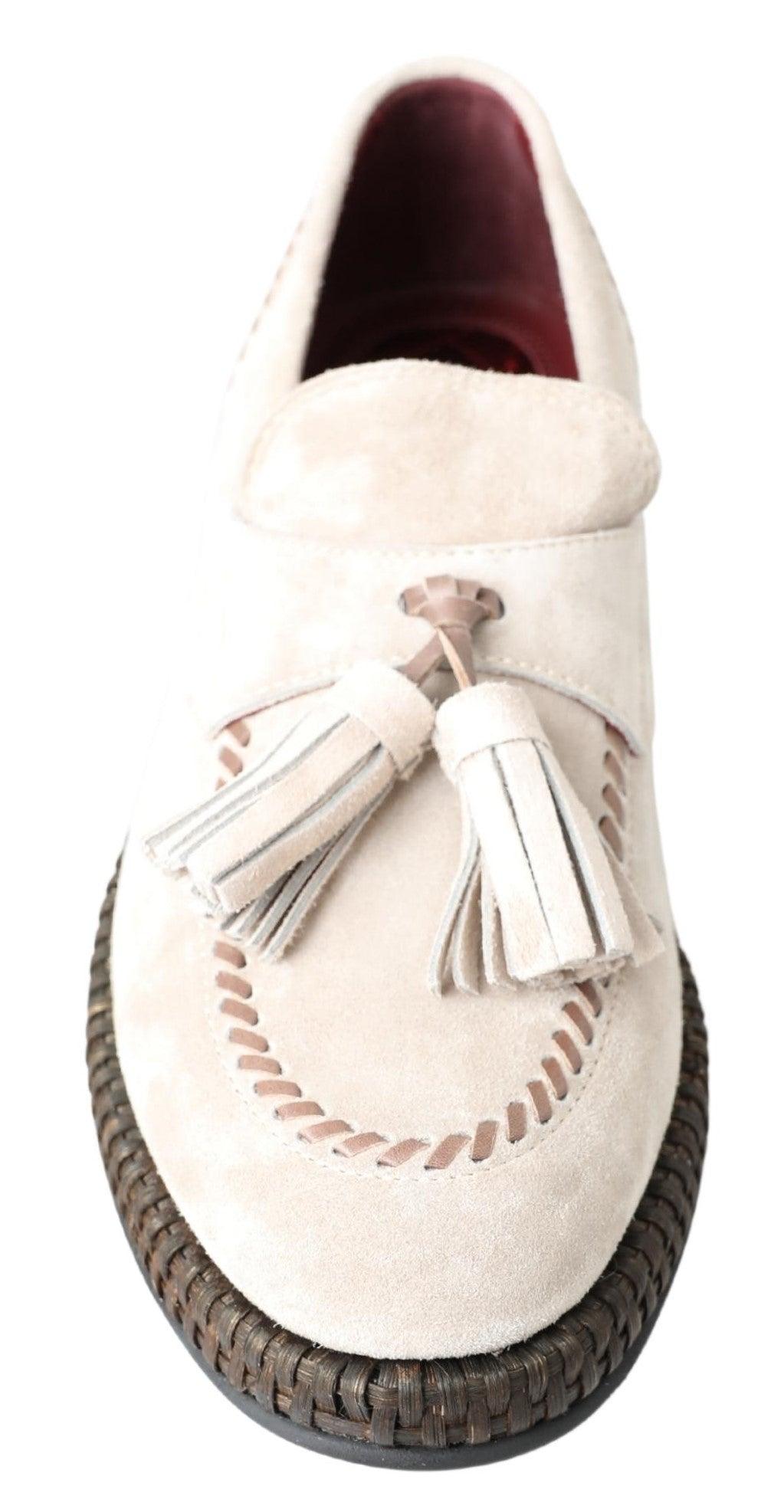 Dolce & Gabbana Elegant Ivory Leather Espadrilles - Arichezz.store