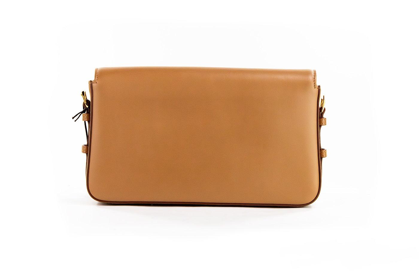 Burberry Grace Small Nutmeg Smooth Leather Flap Crossbody Clutch Handbag Purse - Arichezz.store