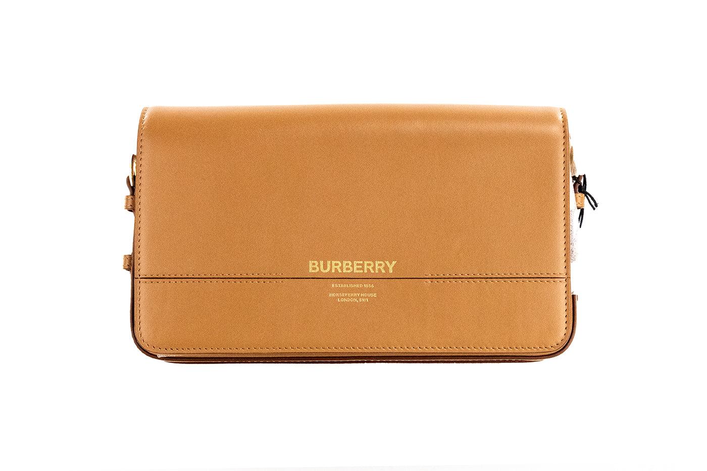 Burberry Grace Small Nutmeg Smooth Leather Flap Crossbody Clutch Handbag Purse - Arichezz.store