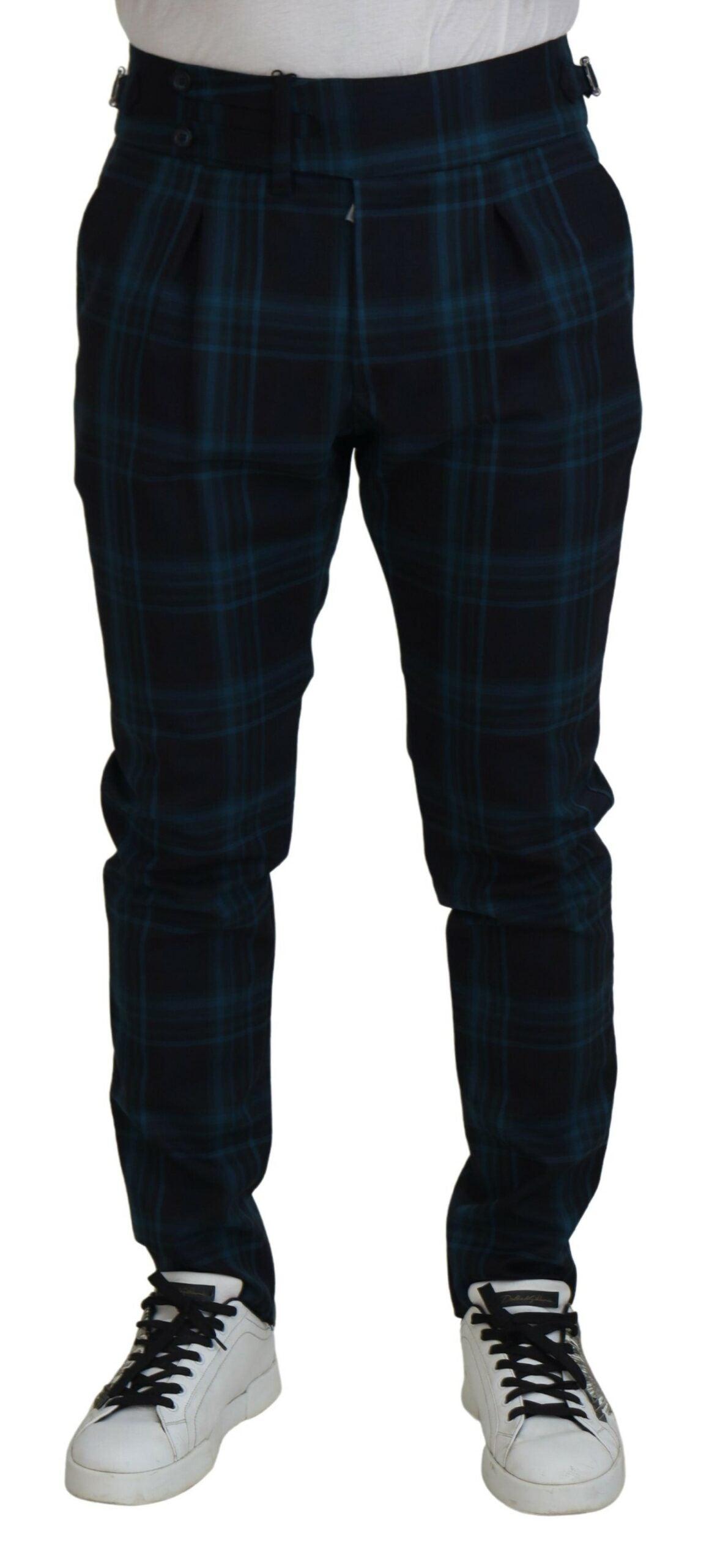 Dolce & Gabbana Elegant Plaid Wool Dress Pants - Arichezz.store