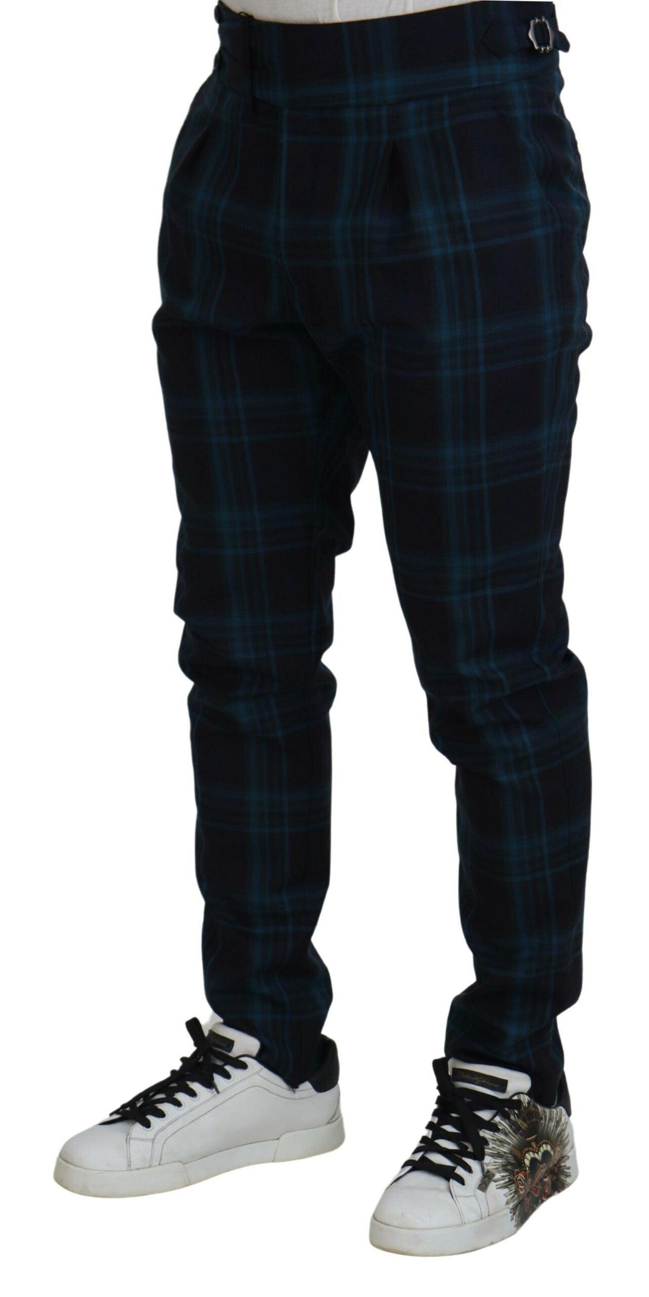 Dolce & Gabbana Elegant Plaid Wool Dress Pants - Arichezz.store