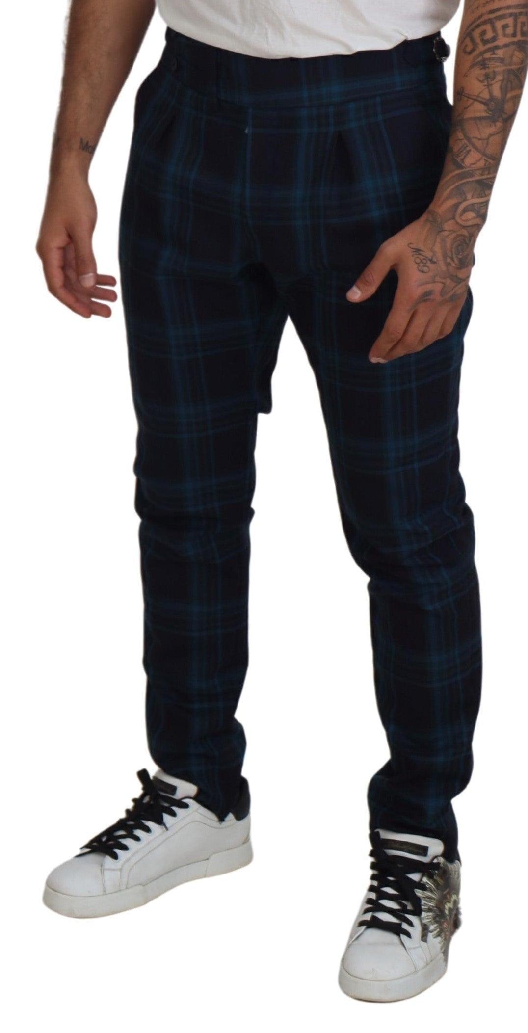 Dolce & Gabbana Elegant Plaid Wool Dress Pants - Arichezz.store