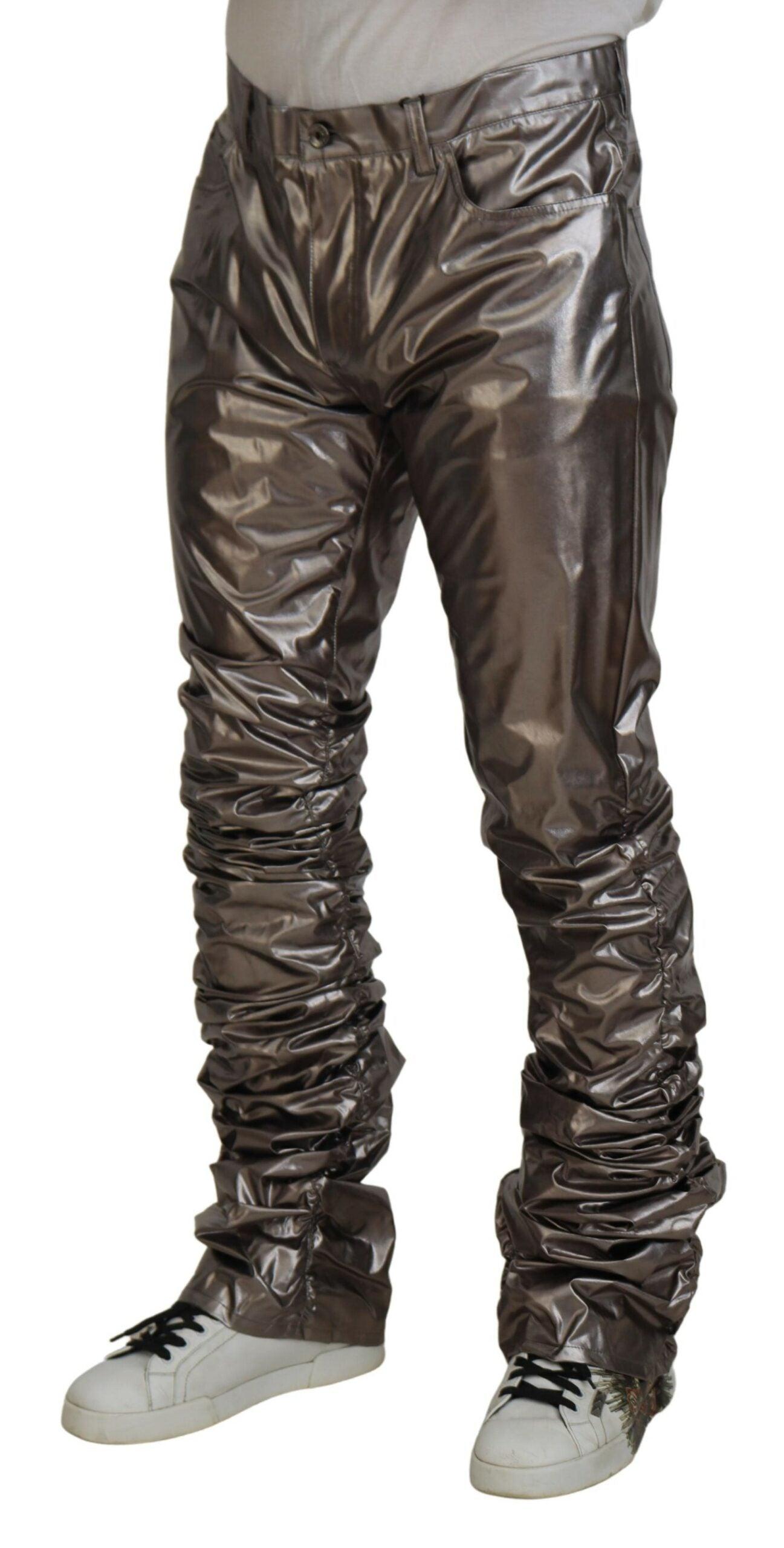 Dolce & Gabbana Metallic Silver Casual Pants - Arichezz.store