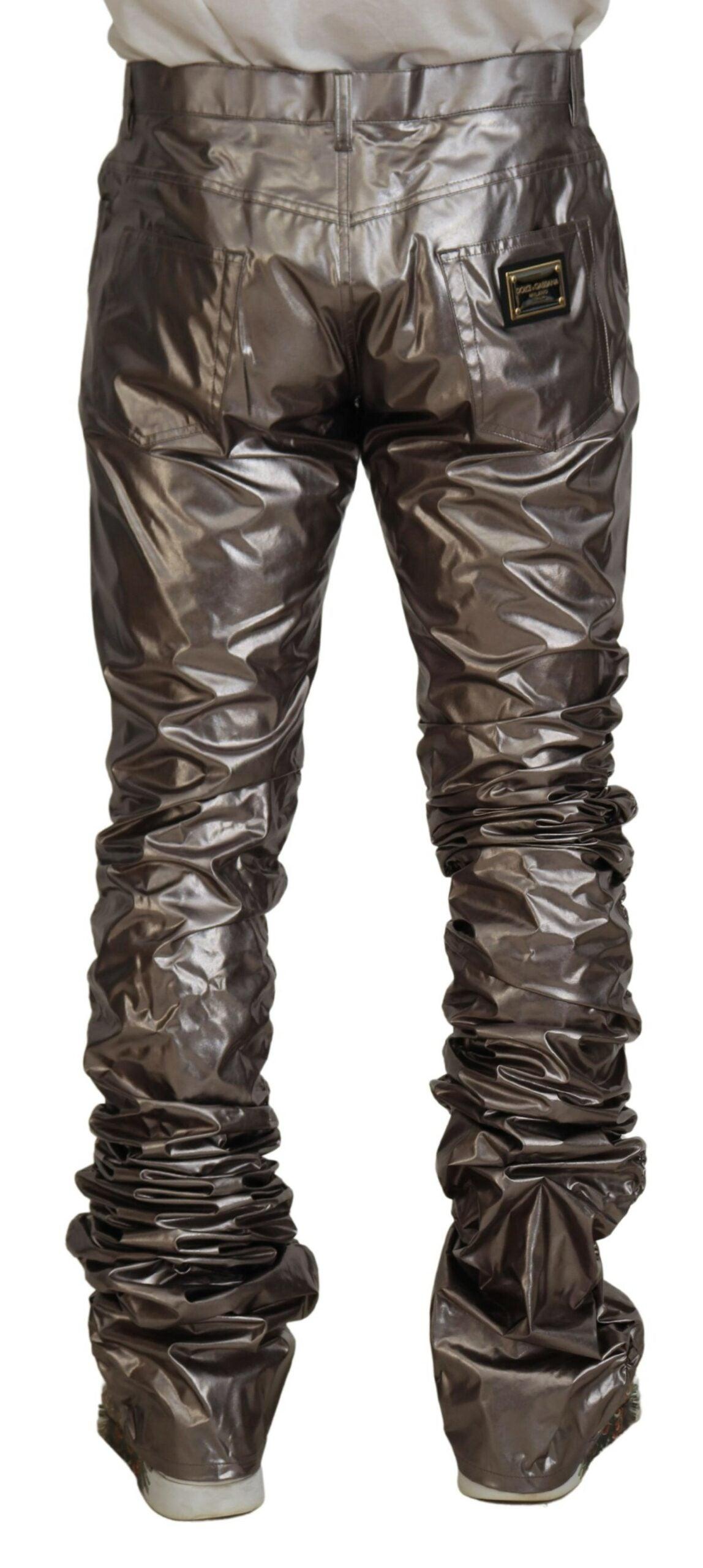 Dolce & Gabbana Metallic Silver Casual Pants - Arichezz.store