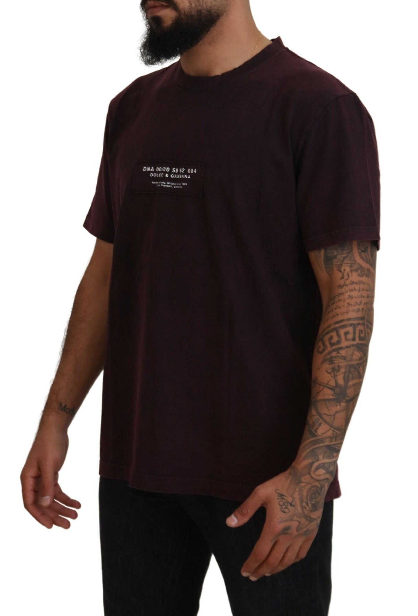 Dolce & Gabbana Elegant Bordeaux Crewneck Tee - Arichezz.store