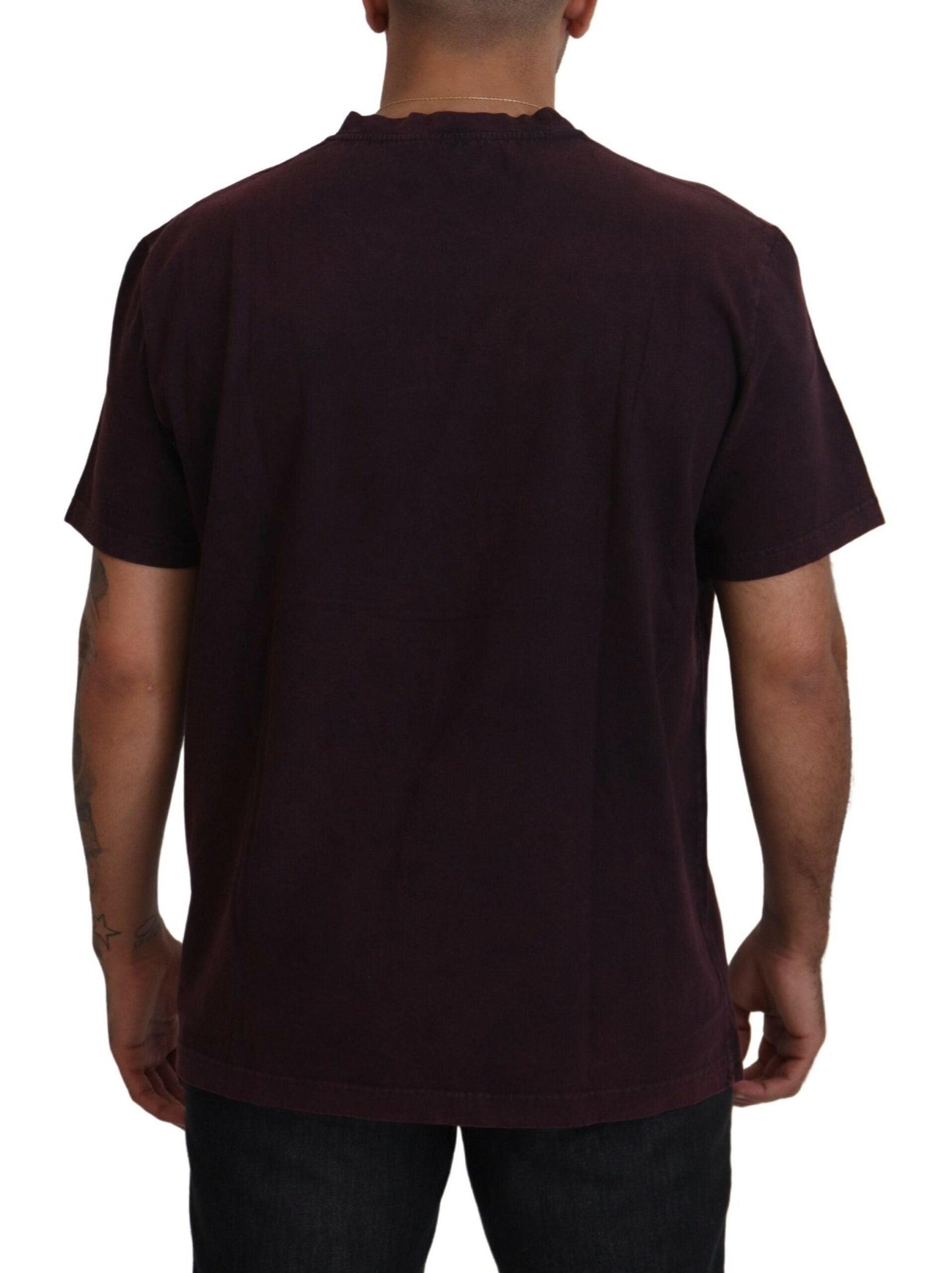 Dolce & Gabbana Elegant Bordeaux Crewneck Tee - Arichezz.store