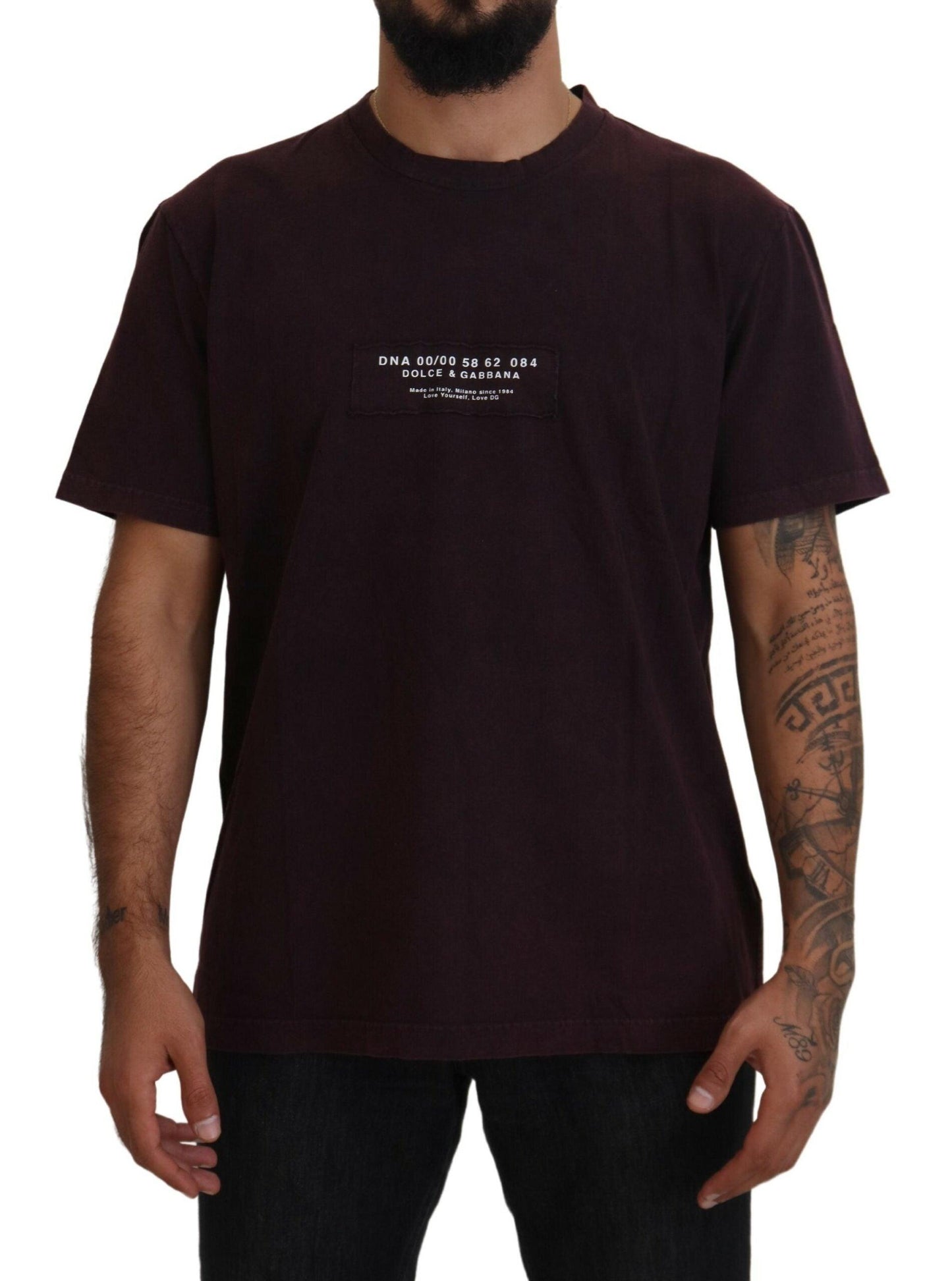 Dolce & Gabbana Elegant Bordeaux Crewneck Tee - Arichezz.store