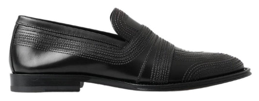 Dolce & Gabbana Elegant Black Leather Slipper Loafers - Arichezz.store