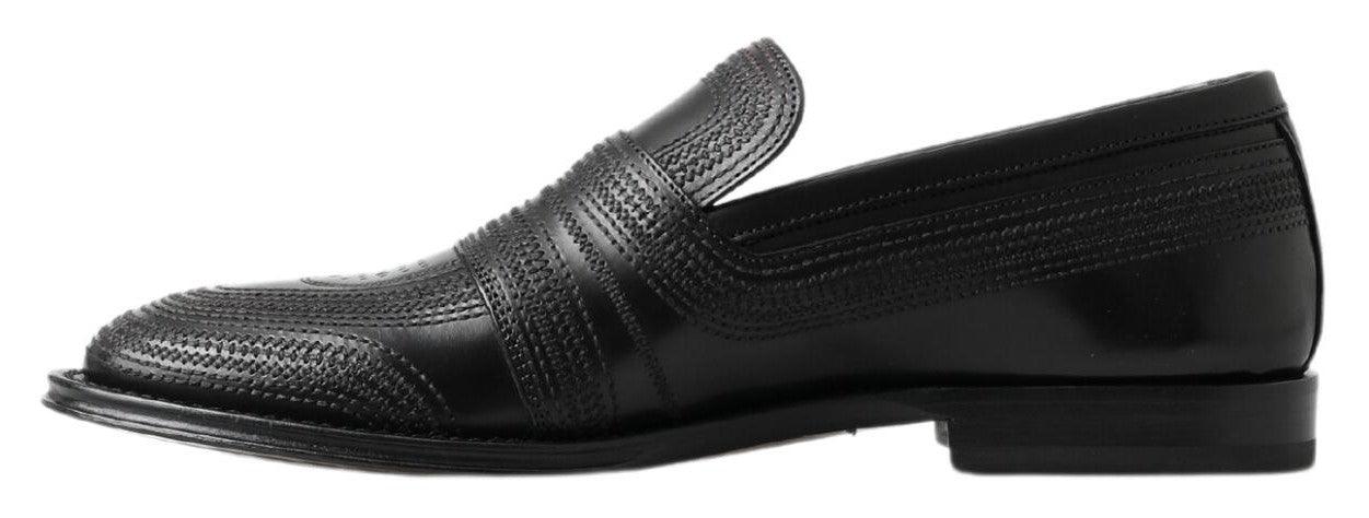 Dolce & Gabbana Elegant Black Leather Slipper Loafers - Arichezz.store