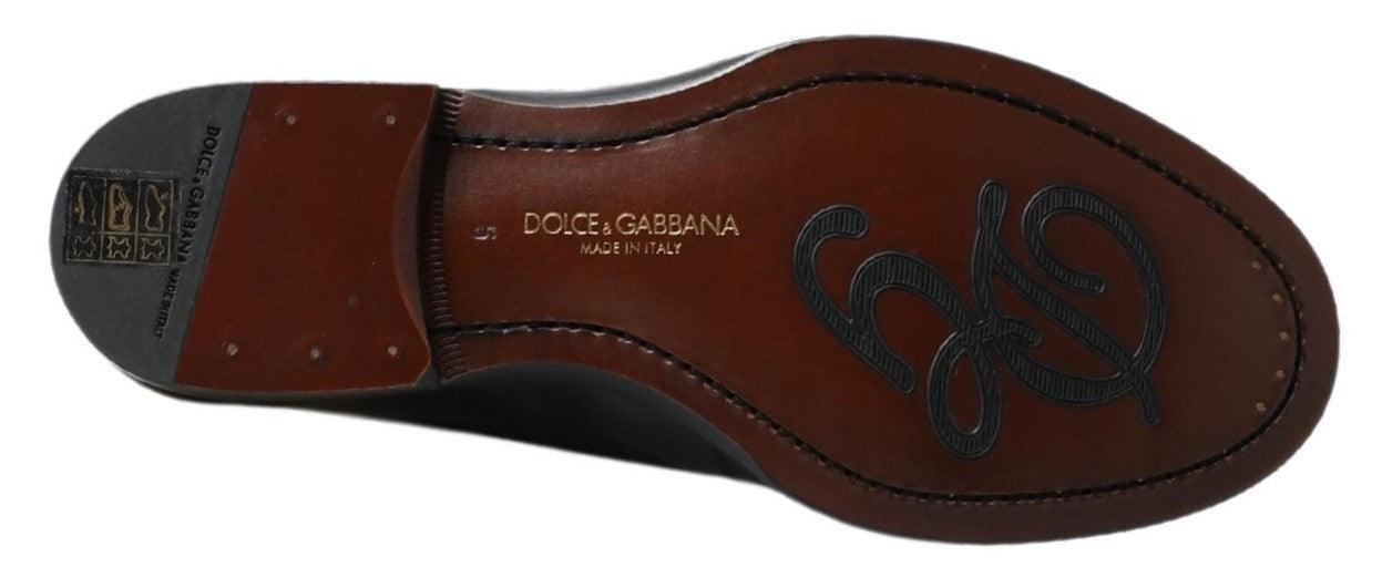 Dolce & Gabbana Elegant Black Leather Slipper Loafers - Arichezz.store