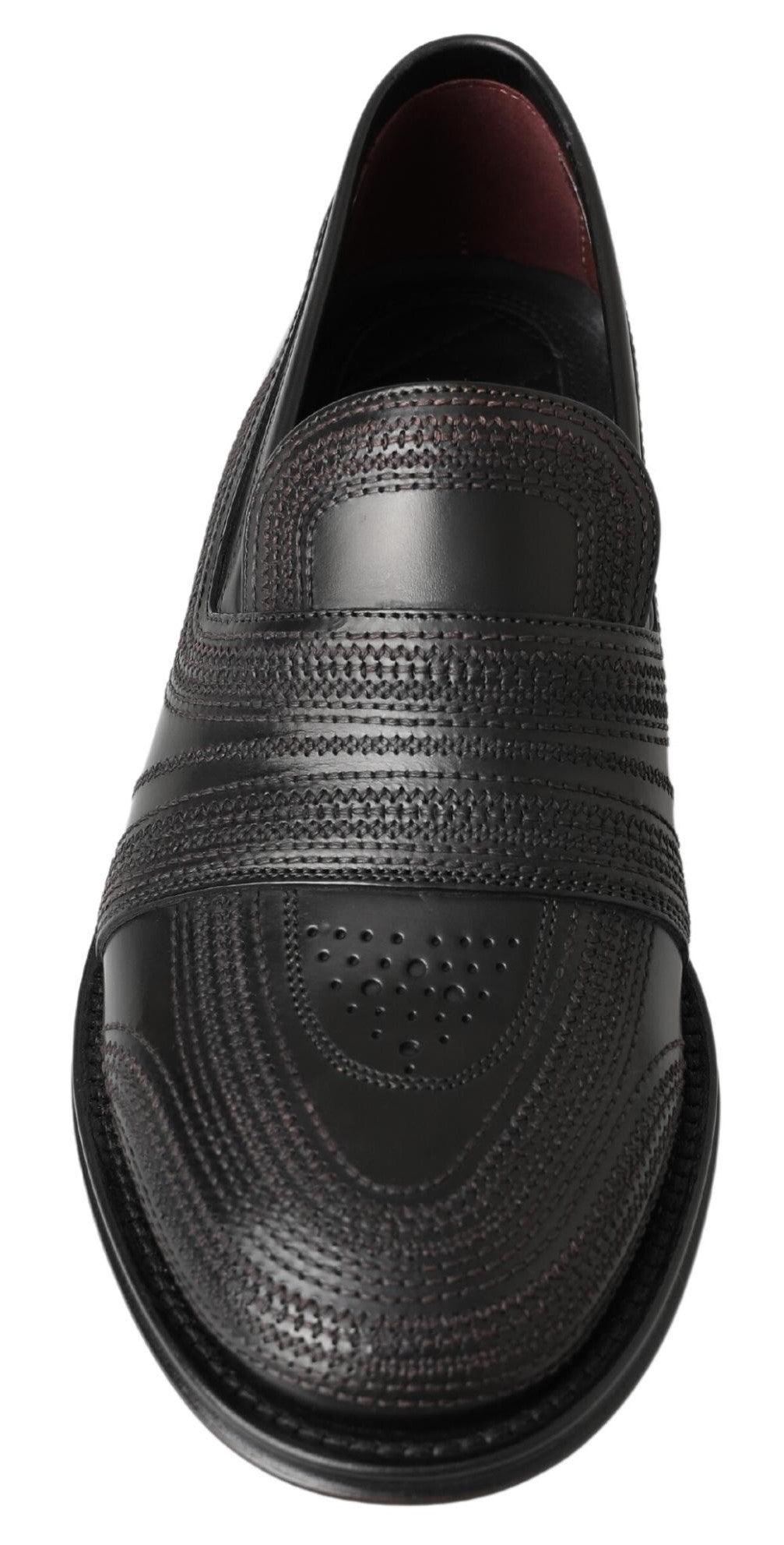 Dolce & Gabbana Elegant Black Leather Slipper Loafers - Arichezz.store