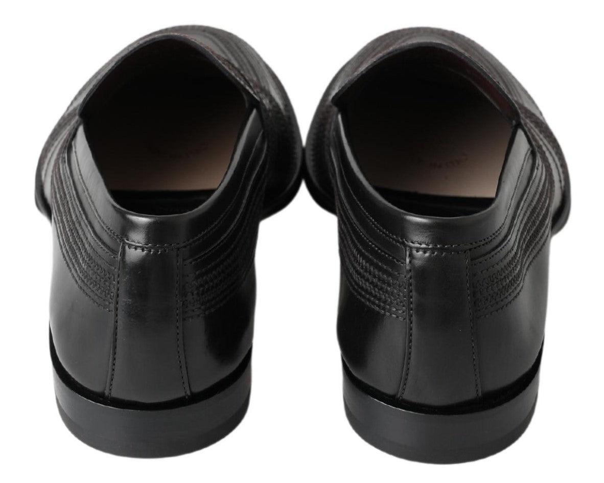 Dolce & Gabbana Elegant Black Leather Slipper Loafers - Arichezz.store