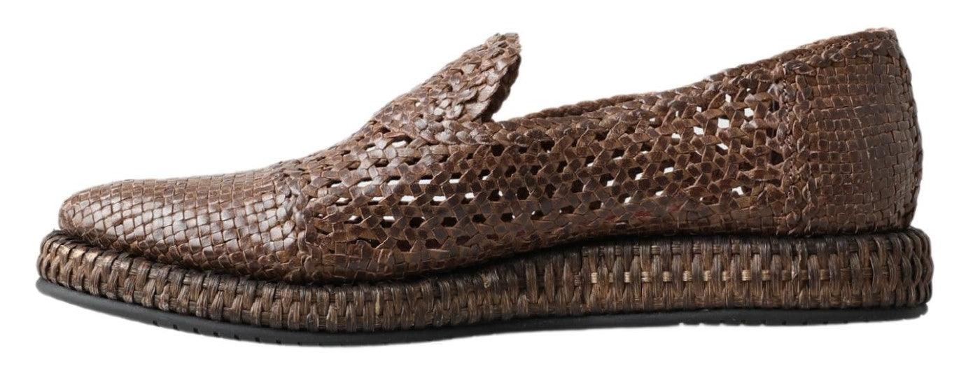 Dolce & Gabbana Elegant Leather Slipper Loafers in Brown - Arichezz.store