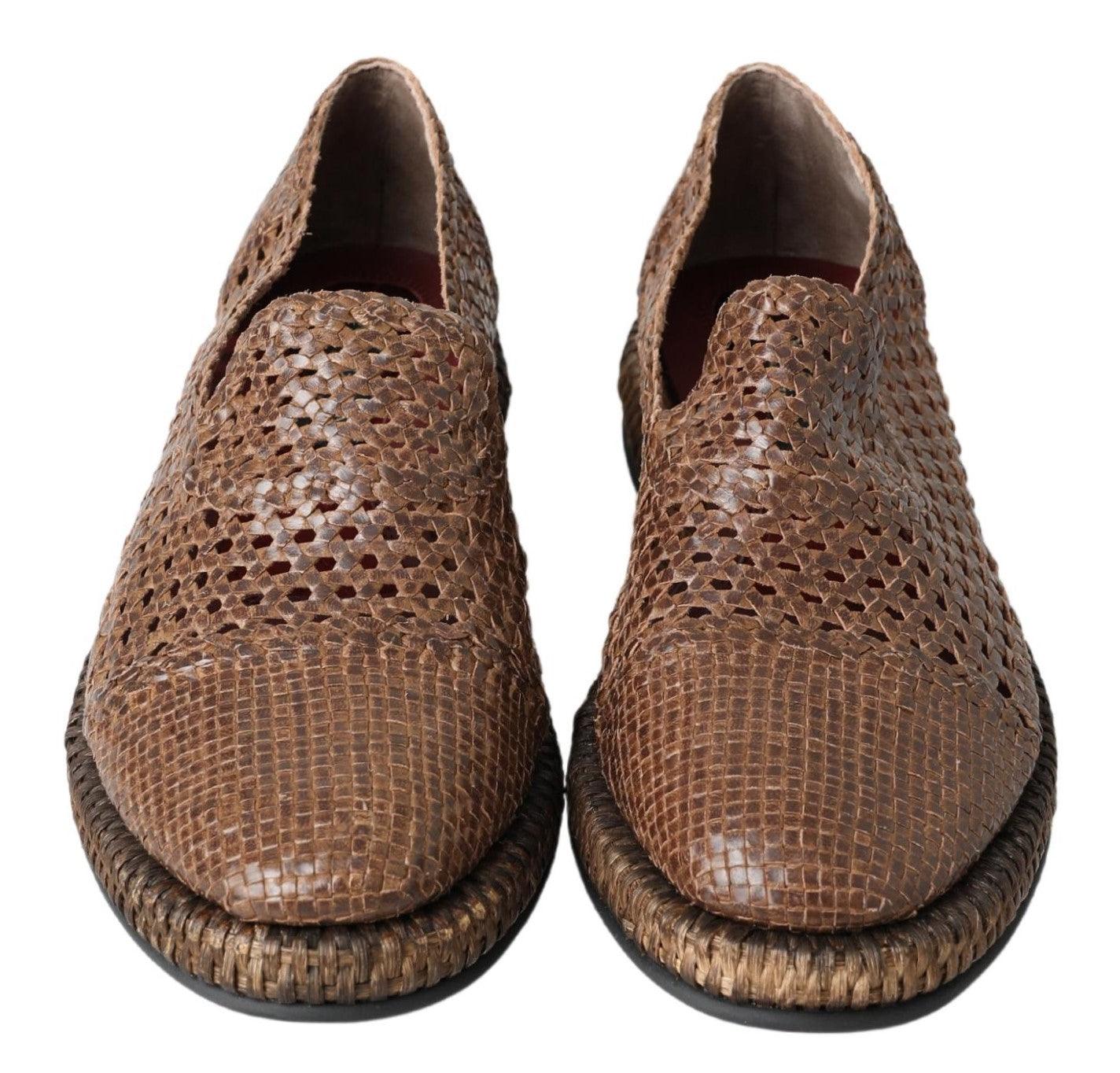 Dolce & Gabbana Elegant Leather Slipper Loafers in Brown - Arichezz.store