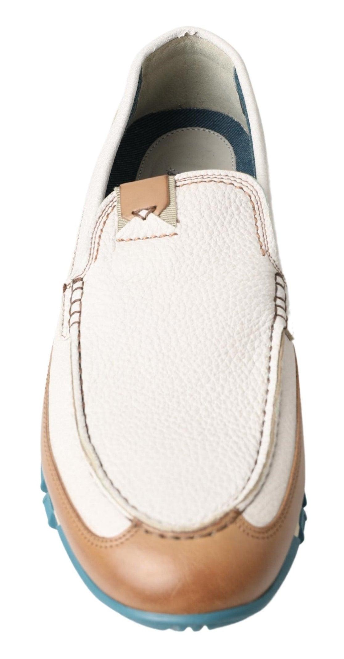 Dolce & Gabbana Elegant White Leather Slipper Loafers - Arichezz.store