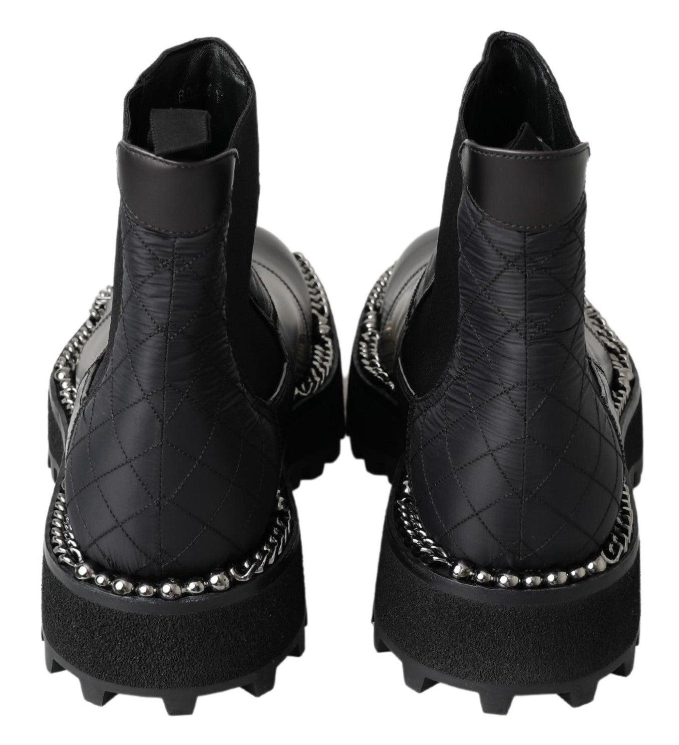 Dolce & Gabbana Elegant Black Ankle Stretch Slip On Boots - Arichezz.store