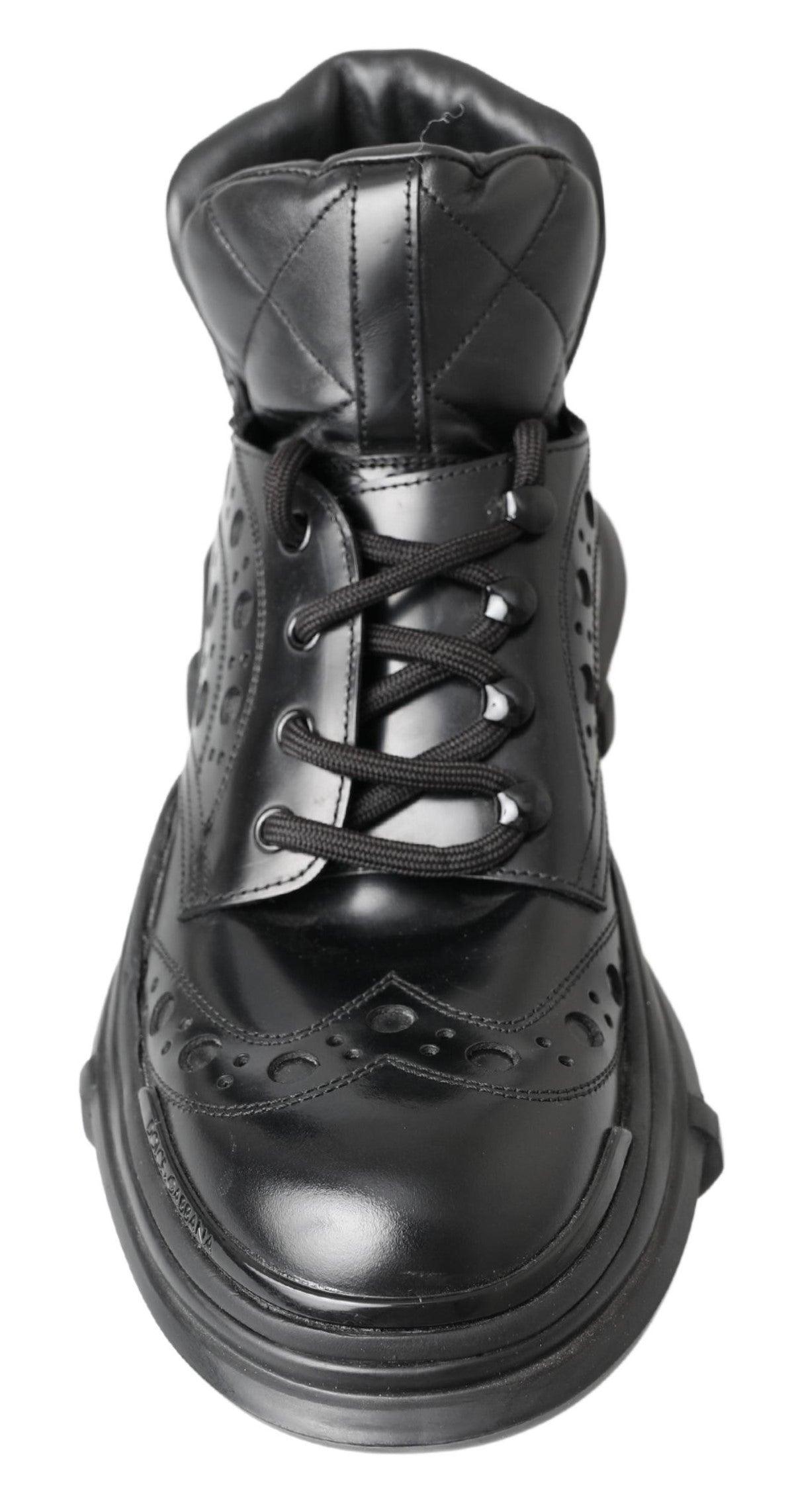 Dolce & Gabbana Elegant Black Leather Ankle Boots - Arichezz.store