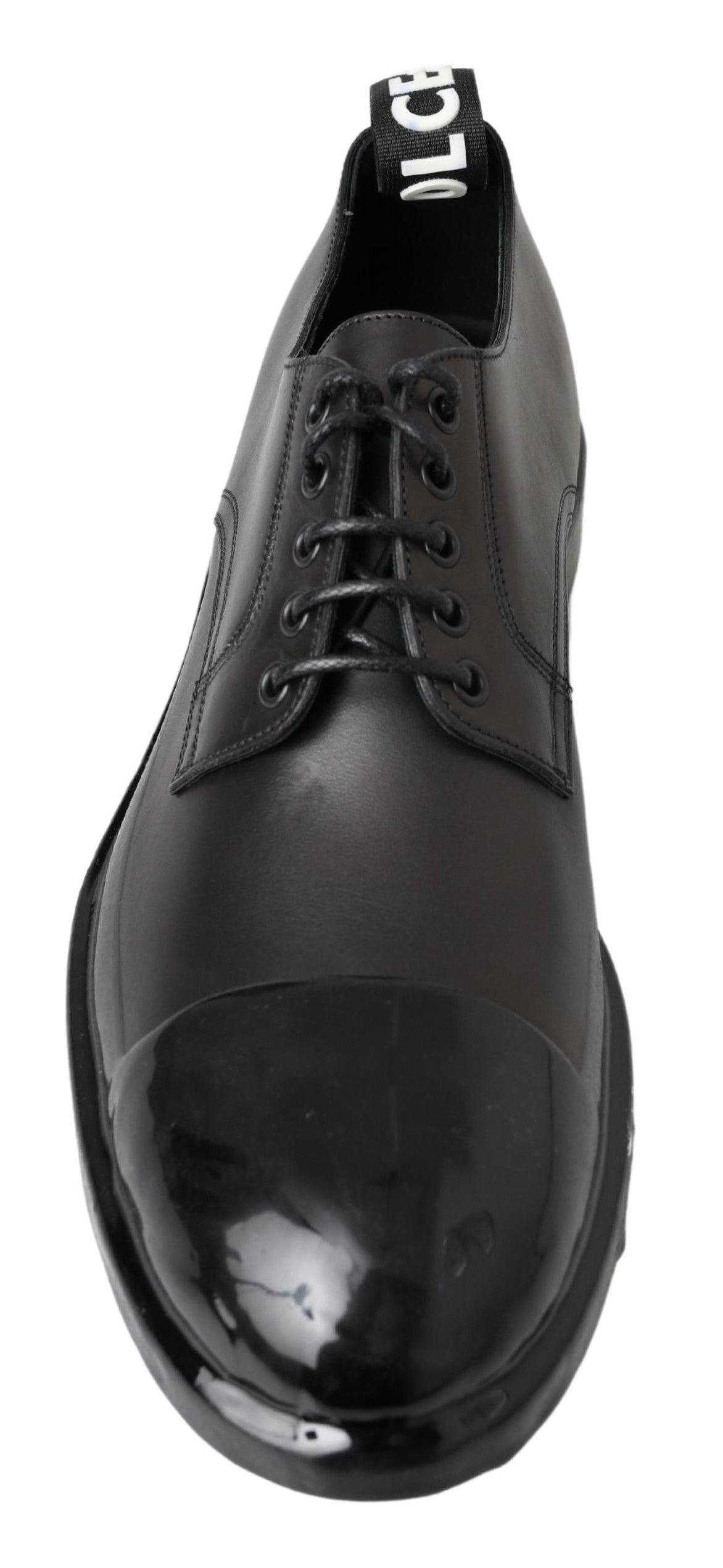 Dolce & Gabbana Elegant Derby Lace-Up Leather Shoes in Black - Arichezz.store