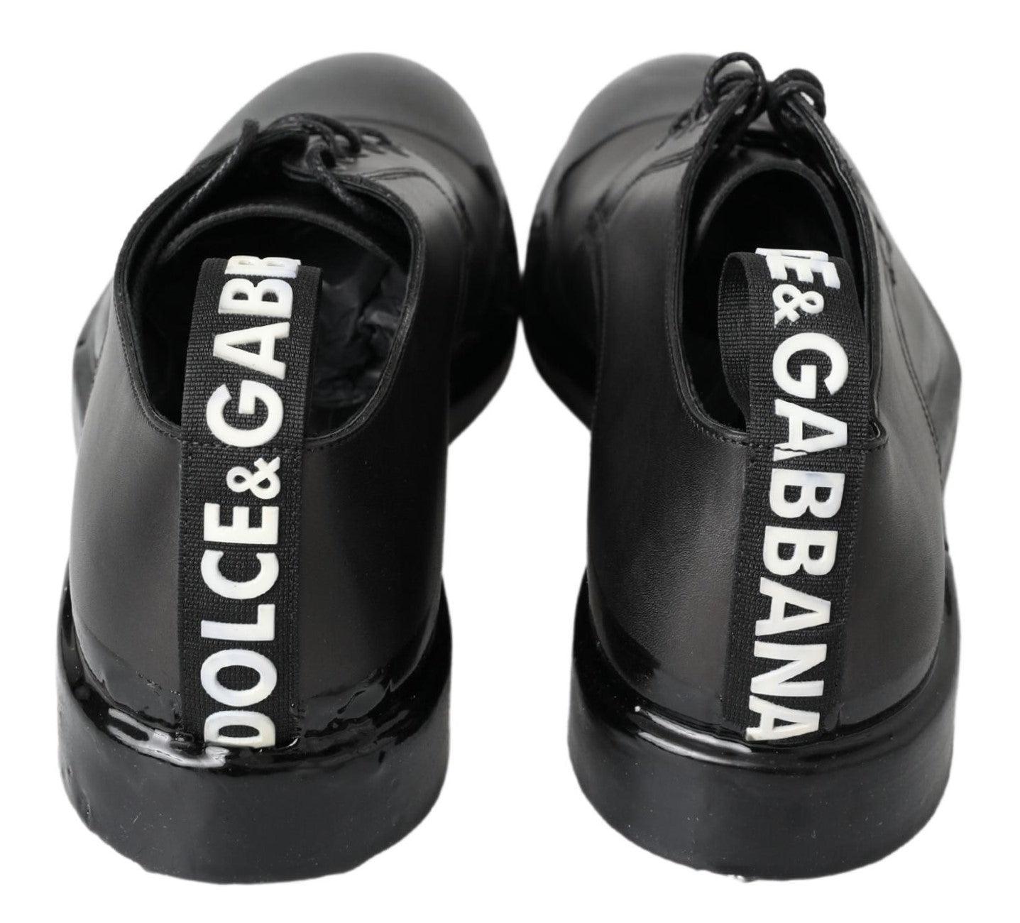 Dolce & Gabbana Elegant Derby Lace-Up Leather Shoes in Black - Arichezz.store