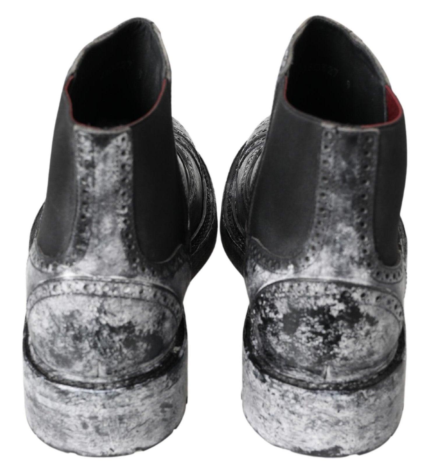 Dolce & Gabbana Elegant Black Faded Chelsea Ankle Boots - Arichezz.store