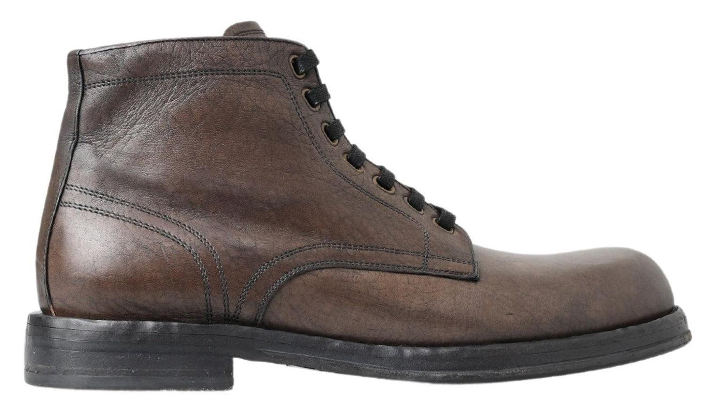 Dolce & Gabbana Elegant Horse Leather Lace-Up Boots - Arichezz.store