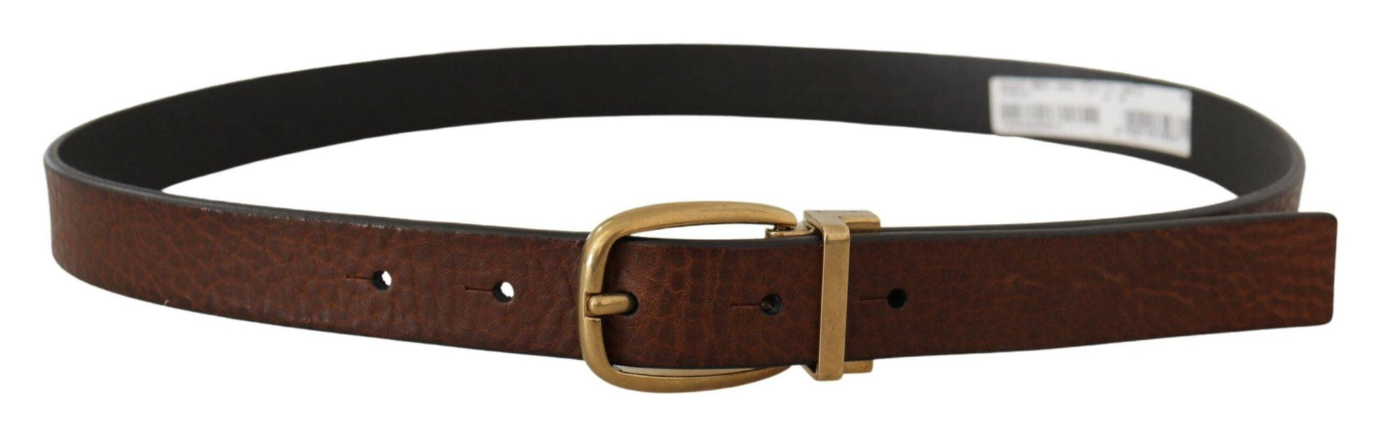 Dolce & Gabbana Elegant Brown Leather Belt with Logo Buckle - Arichezz.store