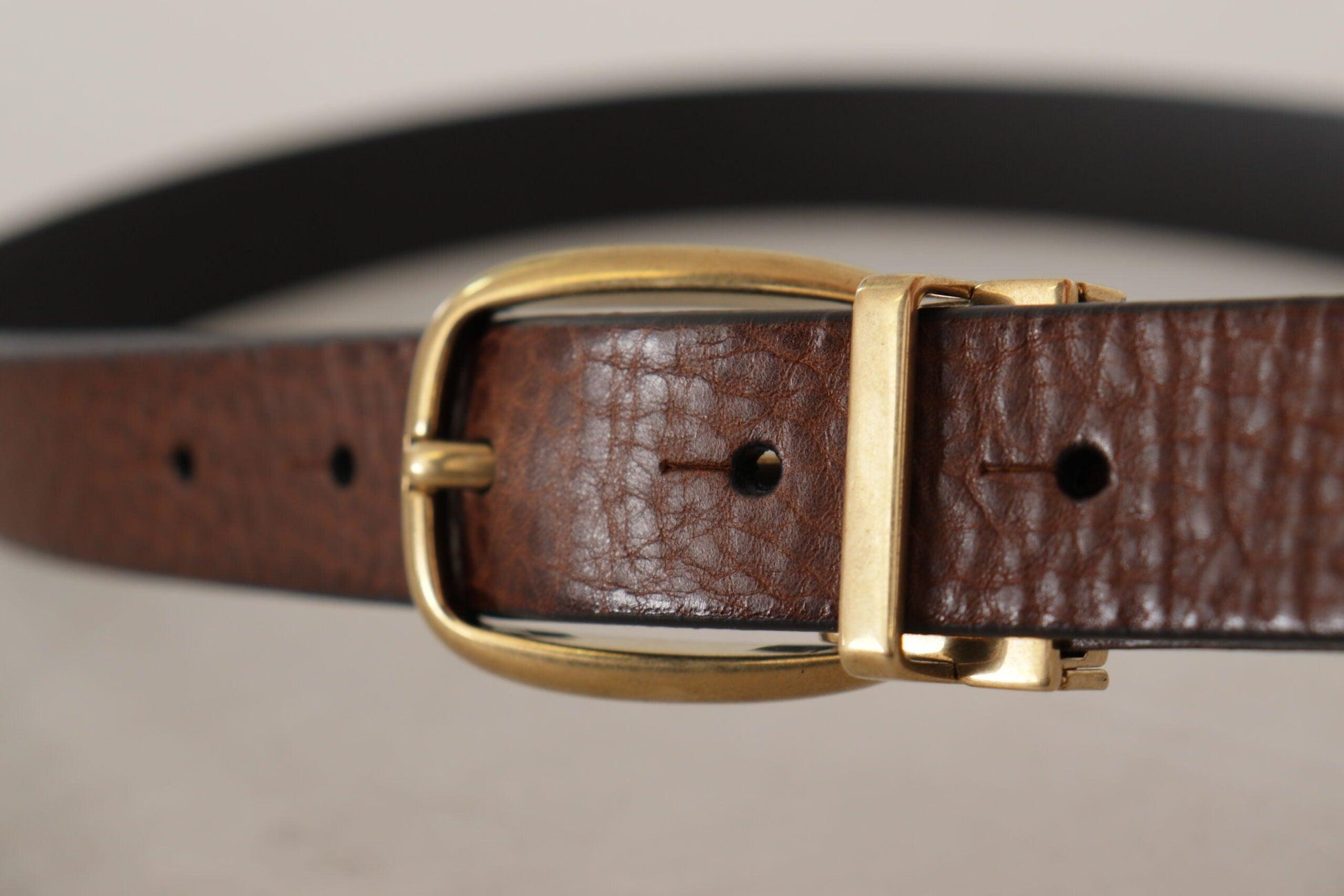 Dolce & Gabbana Elegant Brown Leather Belt with Logo Buckle - Arichezz.store